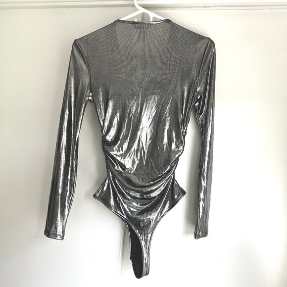 Metallic Silver Bodysuit - Picture 3 of 12